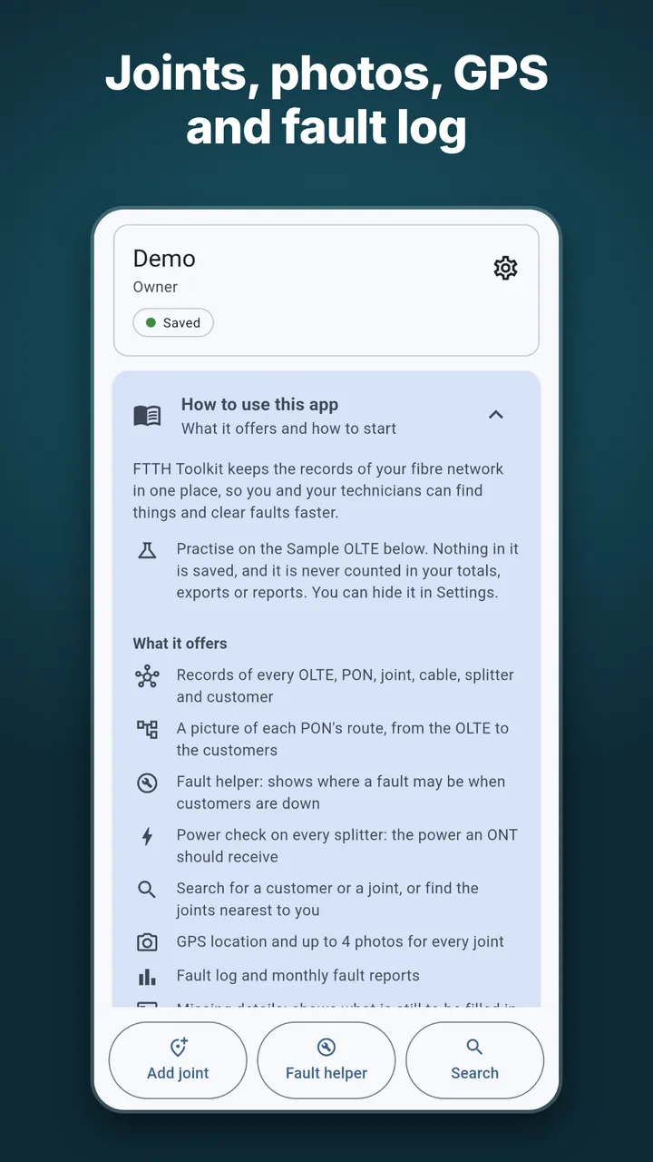 How to use this app panel listing what the app offers